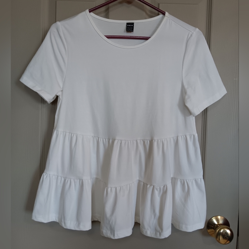 Shein Women's Babydoll Top - White - Small  (4)